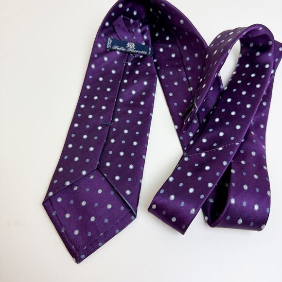 Fabio Ferretti 100% Silk Neck Tie Purple Polka Dot Italy - Picture 4 of 7